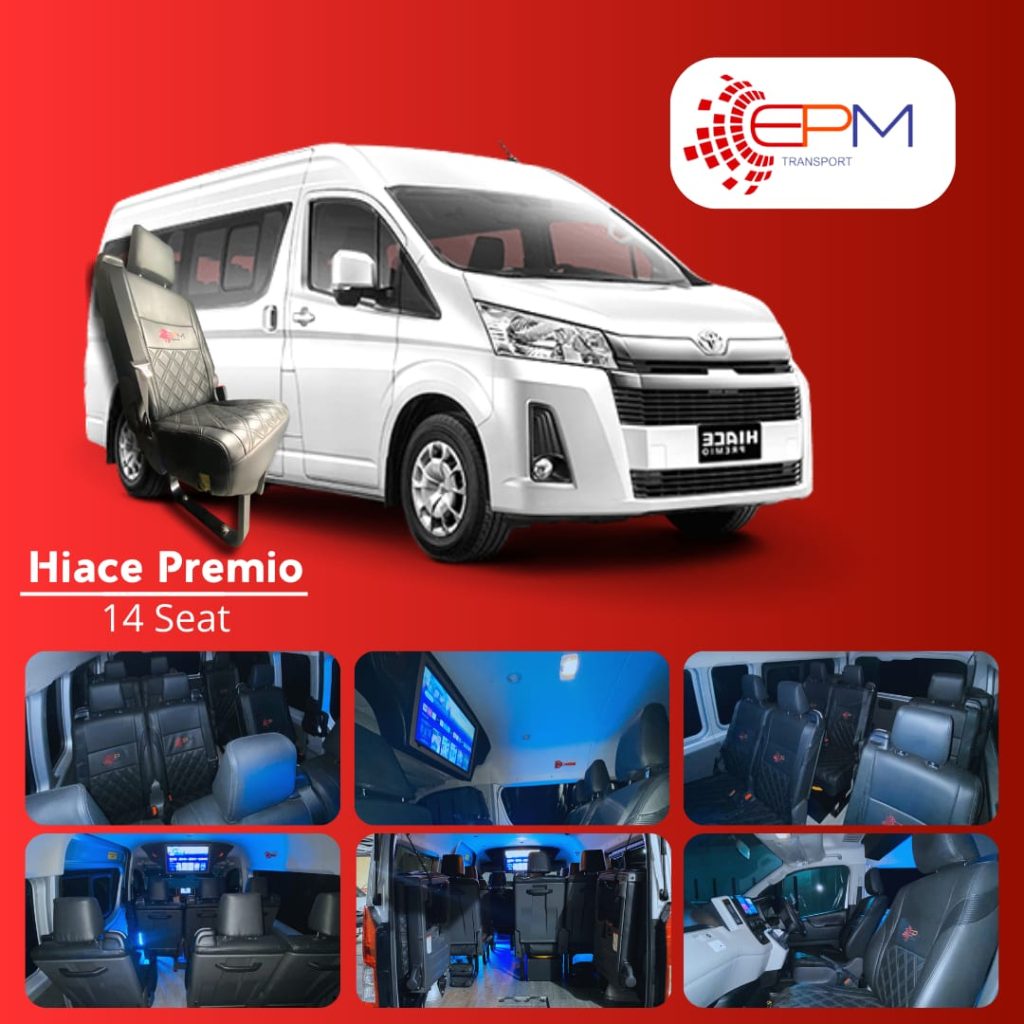 Sewa Hiace Premio Baze Harian Driver EPM Transport Kapasitas 14 Seat