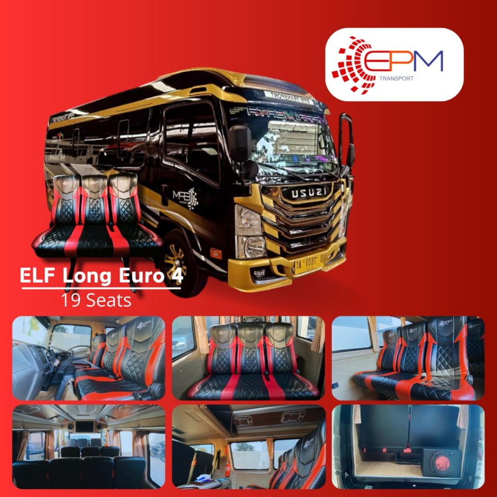 Sewa Elf Long Giga Euro 4 Baze Harian Driver EPM Transport Kapasitas 19 Seat